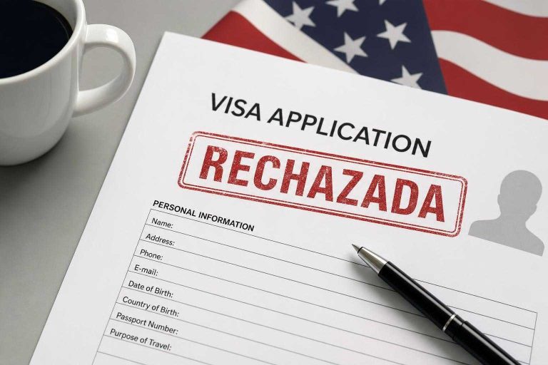 Illustration of Rechazo visa Estados Unidos: Guía 2026 sin errores
